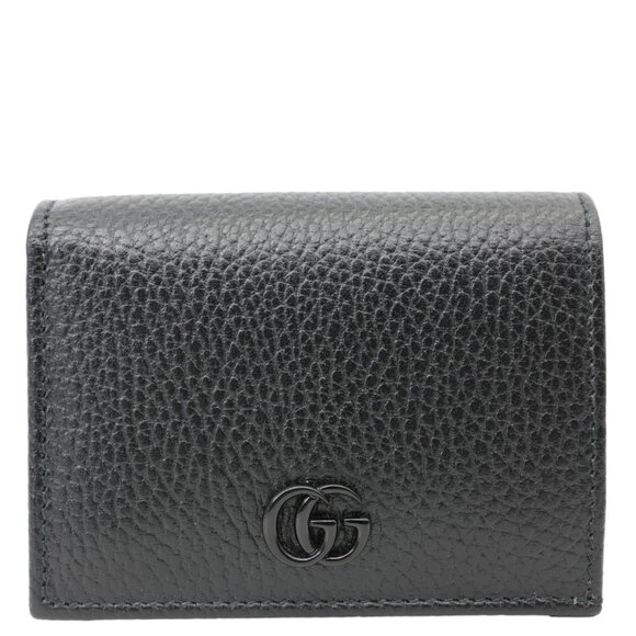 Gucci  GG Petit Marmont Leather Card Case Bi-fold Wallet Black - Picture 1 of 14